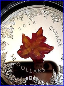 2016 Canada Pure 99.99% 5 oz Silver Coin Murano Maple Leaf Autumn Radiance $50
