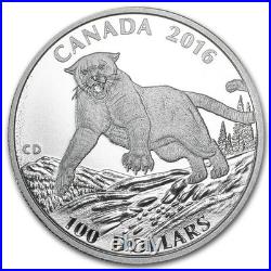 2016 Canada Silver $100 Coin Cougar 1oz. 9999 OGP