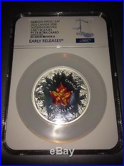 2016 Canada Silver $50 5 oz Murano Maple Leaf Autumn PF70 UC ER NGC Coin