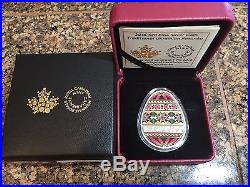 2016 Canada Traditional Ukrainian Pysanka. 9999 Colorized Silver Proof Egg Coin