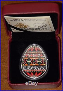 2016 Canada Traditional Ukrainian Pysanka Colorized Silver Proof Egg Shaped Coin
