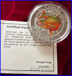 2016 Canadian Salmonids $20 X3 Fine Silver Coin Set With Fishing Lure 2016 Canadian Salmonids $20 X3 Fine Silver Coin Set With Fishing Lure