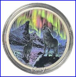 2016 Fine silver 2oz Northern Lights In The Moonlight $30 Coin #03-22
