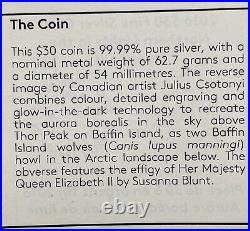 2016 Fine silver 2oz Northern Lights In The Moonlight $30 Coin #03-22