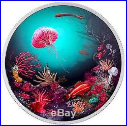 2016 Glow In Dark Illuminated Underwater Coral Reef $30 2OZ Pure Silver Coin