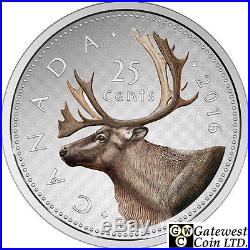 2016 Large Case with 5oz Colorized'Caribou 25-Cent Silver Coin. 9999 (17571)