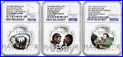 2016 Silver Star Trek Complete 3-coin Set All Coins Ngc Pf70 First Release