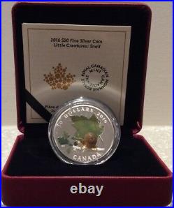 2016 Snail Venetian Murano Glass Little Creatures $20 Pure Silver Coin Canada