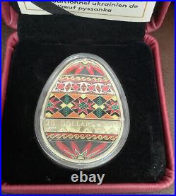 2016 Traditional Ukrainian Pysanka 1oz Egg Shaped Silver Coin $20 RCM