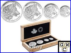 2016'Wolf Fractional Set of 4 Coins' Proof Silver Set. 9999 Fine(No Tax)(17501)
