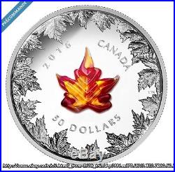 2016 canada venetian murano maple leaf glass autumn radiance 5oz 50$ silver coin