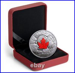 2017Majestic Maple Leaves with Drusy Stone' Prf $20 Silver Coin. 9999Fine(18262)