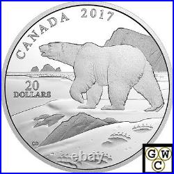 2017Polar Bear-Nature's Impression' Prf $20 Silver Coin 1oz. 9999Fine(NT)(17983)