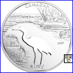 2017Whooping Crane-Endangered Animal Cutout'Prf $30 Silver Coin. 9999Fine(18260)