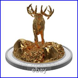 2017 $100 Sculpture of Majestic Canadian Animals Elk Pure Silver Coin