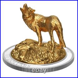 2017 $100 Sculpture of Majestic Canadian Animals Wolf Pure Silver Coin