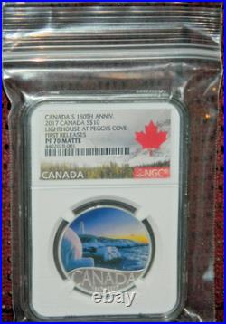 2017 $10 Canada 150th Lighthouse At Peggy's Cove Silver Coin Ngc Pf70 Matte Fr