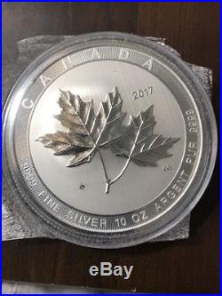 2017 10 oz Canadian Magnificent Silver Maple Leaf. 9999 Fine $50 Coin BU In