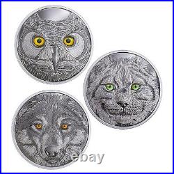 2017 Eyes Great WOLF $15 23.17gram Pure Silver Proof Coin Canada Glow-In-Dark 