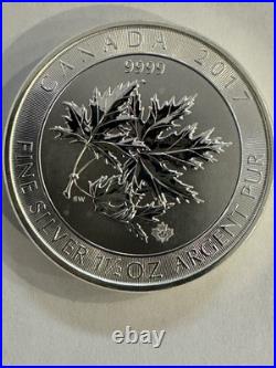 2017 1.5 oz 9999 Fine Pure Silver Reverse Proof $8 Super Canadian maple leaf