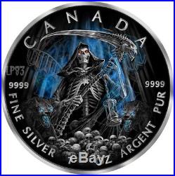 2017 1 Oz Silver APOCALYPSE GRIM REAPER Coin WITH 24K BLACK RUTHENIUM