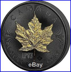 2017 1 Oz Silver GOLDEN ENIGMA MAPLE LEAF Coin, Ruthenium and 24K Gold