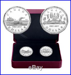 2017 $1 PROOF 2 COIN SET 30th ANNIVERSARY of the LOONIE, 9999 SILVER, NO CDN TAX