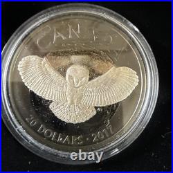 2017 $20 Fine Silver Coin Nocturnal by Nature The Barn Owl 99.99% Box & COA