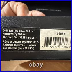 2017 $20 Fine Silver Coin Nocturnal by Nature The Barn Owl 99.99% Box & COA