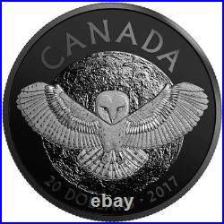 2017 $20 Nocturnal by Nature The Barn Owl Rhodium Plated Pure Silver Coin