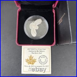 2017 $20 Nocturnal by Nature The Barn Owl Rhodium Plated Pure Silver Coin