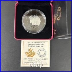 2017 $20 Pure Silver Coin Little Brown Bat Nocturnal By Nature