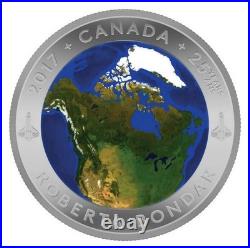 2017 $25 A View of Canada From Space Pure Silver Convex Coin