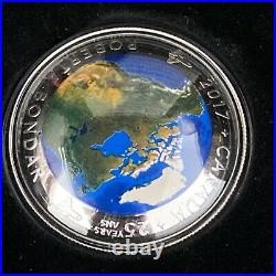 2017 $25 Fine Silver Convex Coin A View of Canada from Space
