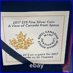 2017 $25 Fine Silver Convex Coin A View of Canada from Space