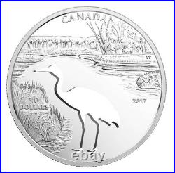 2017 $30 Endangered Animal Cutout Whooping Crane Pure Silver Coin Canada