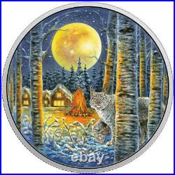 2017 $30 Fine Silver Coin Animals In The Moonlight Lynx