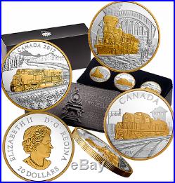 2017 3-Locomotives Across Canada $20 1OZ Pure Silver Gold Plated Train 3-Coins