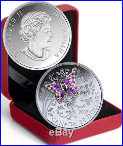 2017 Butterfly Bejeweled Bugs $20 1OZ Pure Silver Proof Coin Canada gemstones