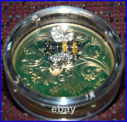 2017 CANADA $20 BEJEWELED BUGS BEE 1 OZ SILVER COIN WithGEMSTONES TONING ON COIN