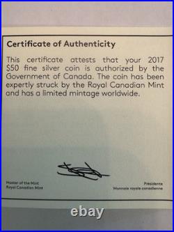 2017 CANADA $50 99.53g FINE SILVER 125th ANNIVERSARY OF THE STANLEY CUP+OGP+COA