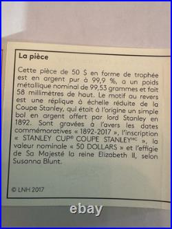 2017 CANADA $50 99.53g FINE SILVER 125th ANNIVERSARY OF THE STANLEY CUP+OGP+COA