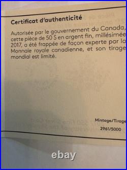 2017 CANADA $50 99.53g FINE SILVER 125th ANNIVERSARY OF THE STANLEY CUP+OGP+COA
