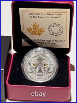 2017 Canada $15 Fine Silver Coin In the Eyes of the Wolf Glow in the Dark