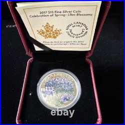 2017 Canada $15 Fine Silver Coin Lilac Blossoms Celebration of Spring with Box COA