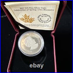 2017 Canada $15 Fine Silver Coin Lilac Blossoms Celebration of Spring with Box COA