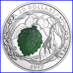 2017 Canada $20 Brilliant Birch Leaves with Drusy Stone Pure Silver Coin RCM