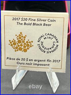 2017 Canada $20 Fine Silver Coin The Bold Black Bear