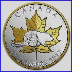 2017 Canada $25 dollars silver coin Beaver Maple leaf Timeless Icons Piedfort
