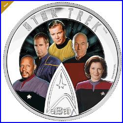 2017 Canada 2 oz Fine Silver Coin Star Trek'Five Capitans Kirk Picard Sisko